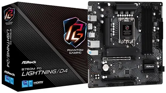 ASRock B760M PG LIGHTNING/D4 Hovedkort - Intel B760 - Intel LGA1700 Socket - DDR4 RAM - Micro-ATX